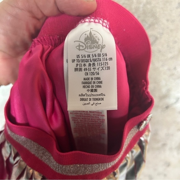 Disney Princess hot pink metallic silver pleated a line skirt girls 5/6 - Picture 5 of 7